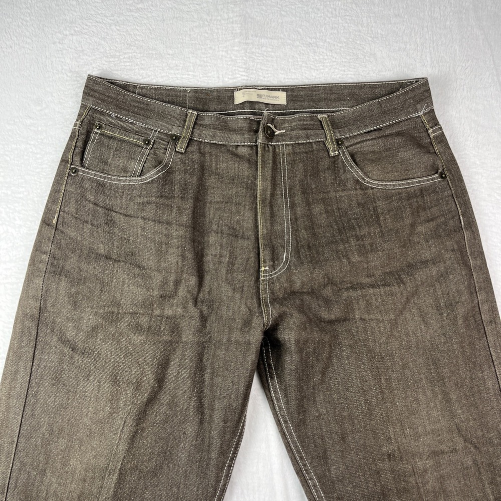 PJ Mark Straight Jeans Mens 40X34 Gray Denim Cotton 5-Pocket Travel Streetwear